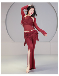 Nouvel ensemble sexy de <span class=keywords><strong>danse</strong></span> orientale avec haut à paillettes et pantalon, tenue d'entraînement pour la <span class=keywords><strong>danse</strong></span> du ventre, ensemble 4 pièces pour femmes - Product Image 5