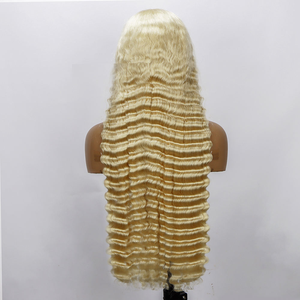 Pelucas de cabello humano doblemente tejido, rubio 613, onda profunda, encaje transparente 13x4, cabello humano indio pre-arrancado sin pegamento para mujeres afroamericanas - Product Image 2