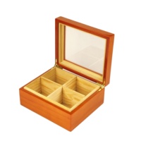 Boîte cadeau en bois brillant avec séparateur intérieur en bois, couvercle en acrylique, logo personnalisé, charnière dorée pour le stockage de thé de qualité supérieure, emballage cadeau de fêtes