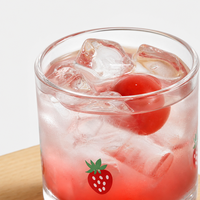 Verre à eau et jus SUNYO personnalisé avec logo, en cristal sans plomb, transparent, imprimé fruits, fraises, pour la maison et les fêtes