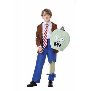 Costume de cosplay d'Halloween pour garçons, tenue de jeu de rôle Plants Vs Zombies, pantalon bleu, veste marron, ensemble cravate rayée - Product Image 1