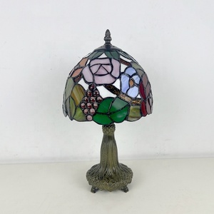 LongHuiJing 8Inch Tiffany Stained Glass Rose Flower Lampshade Pastoral Style Reading Lamps Home <b>Decoration</b> Home Table Lamp - Product Image 5