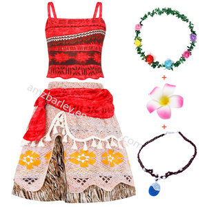 Barato Cosplay Ocean Romance princesa vestido TV y película disfraces Halloween niñas dos piezas aventura Vaiana chaleco y faldas conjuntos - Product Image 4
