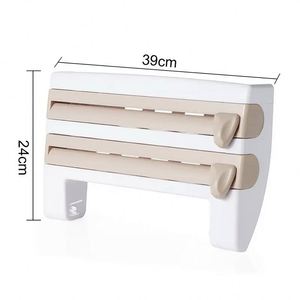 4 In1 Paper Hanger <strong>Cling</strong> Film Storage Rack Film Roll Holder Cutter Wall Mounted Plastic Kitchen Towel Foil <strong>Dispenser</strong> <strong>Cling</strong> - Product Image 2