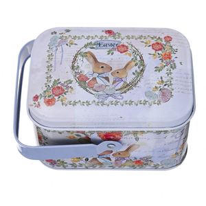 Caja Metálica Cuadrada para Regalos de Pascua 2023, con Dulces y Galletas, Diseño de Conejito - Product Image 5