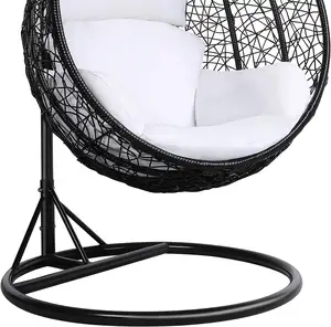 High Quality Swing Egg Swing Chair Hanging Rattan With Stand Indoor Outdoor Chair Aluminum Frame 350 Lbs Capacity