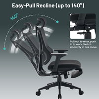 Chaise de bureau ergonomique en maille de haute qualité Konfot, design moderne et breveté, avec repose-pieds pivotant réglable en hauteur