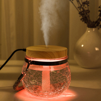Humidificateurs en verre à base de grain de bois, 2022 ML, portable, USB, pour bureau, vaporisateur à brume, nébuliseur de glace, diffuseur d'huile essentielle, nouveau design, 400