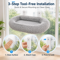 Hamac pour chat à fixer sur fenêtre, lit pour chat à ventouse pour chats d'intérieur, espace de repos ensoleillé, vue sur la ville, siège pour chaton, gris peluche