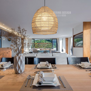 Herma Rattan Pendant Light 35cm 45cm 50cm 60cm Diameter E27 Bulb Round Shape For Living Room Bedroom Dining Room - Product Image 3