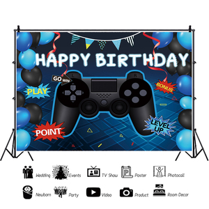 Videojuego <span class=keywords><strong>Feliz</strong></span> <span class=keywords><strong>cumpleaños</strong></span> telón <span class=keywords><strong>de</strong></span> fondo juego en fiesta <span class=keywords><strong>de</strong></span> <span class=keywords><strong>cumpleaños</strong></span> telón <span class=keywords><strong>de</strong></span> fondo Banner fiesta juego fiesta pared decoraciones suministros - Product Image 4