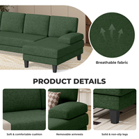Canapé sectionnel en tissu en U de style japonais, moderne, modulaire, extensible, double, convertible en lit, pour salon et appartement, avec rembourrage en mousse