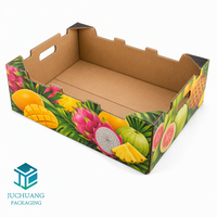 Boîte de présentation en carton ondulé robuste personnalisée de qualité alimentaire pour fruits, avec poignées découpées et logo sur mesure, vente en gros
