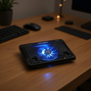 Refroidisseur d'ordinateur portable Elegate avec ventilateur LED bleu 500 tr/min, design en plastique refroidi par air pour ordinateurs portables de 14 pouces avec 1 port USB et fonction de jeu - Product Image 2