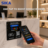 Carte NFC 215 carrée programmable en acrylique durable SIKA, support de table transparent pour avis Google, code QR 13,56 MHz