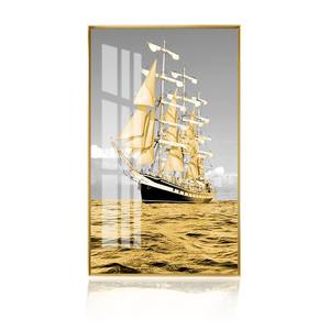 Popolare delfino e barca <span class=keywords><strong>a</strong></span> <span class=keywords><strong>vela</strong></span> decorazione soggiorno pittura stampa tre pezzi Set di pittura porcellana di cristallo - Product Image 4