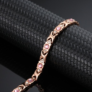 Brazalete Geométrico de Acero Inoxidable para Mujer, con Cristales de Zirconia, Bañado en Oro Rosa, Joyería de Moda para Aniversario Budista - Product Image 2
