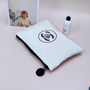 Custom Logo <b>Large</b> <b>Capacity</b> Quilted Cotton Makeup Pouch Fashionable Puffer <b>Cosmetic</b> <b>Bag</b> with Open/Zipper Closure <b>Travel</b> Storage - Product Image 4