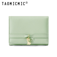TAOMICMIC dompet kulit PU wanita, dompet pendek lipat tiga kecil kualitas tinggi desain baru