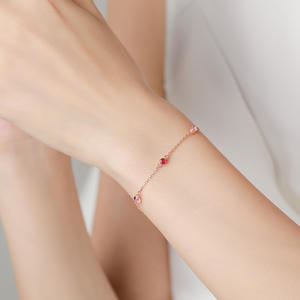 Pulsera de Cadena de Plata de Ley S925 con Circonita Redonda Pequeña Rosa y Oro Rosa para Mujer, Joyería de Moda, Versión de Cobre Personalizable - Product Image 5