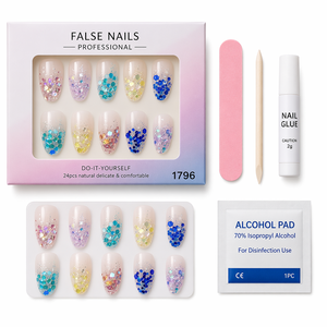 Glitter Press on Nails Full Cover False Nails ABS Plastic Pre Designed Finger Manicure Set - Product Image 5