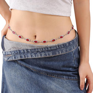 Waist <b>Chain</b> Rhinestone Gemstone <b>Thin</b> Belt For Women European Style Daily Wear Hip Hop Fashion Body <b>Chain</b> - Product Image 1