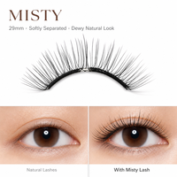 Faux cils magnétiques OEM Premium Misty Soft 29mm séparés, aspect naturel givré, résistants à l'eau, légers, réutilisables