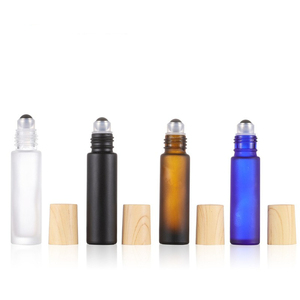 Matte cuộn màu đen trên chai rõ ràng Frosted 10ml kính cuộn trên chai với kim loại thép không gỉ bóng cho nước hoa tinh dầu - Product Image 4