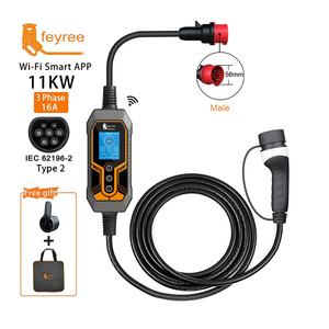 Cargador de Vehículos Eléctricos Portátil Tipo 2 de 16A y 3 Fases con Aplicación Móvil, Nueva Estación de Carga Doméstica de CA de 11KW, 12 Meses de Garantía - Product Image 1
