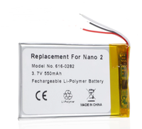 Baterai Li-ion OEM 3.7V 616-0282 550mAh untuk Baterai iPod Nano 2