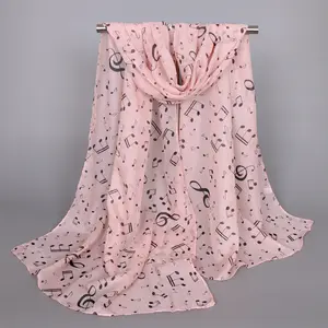 Jachon Wholesale Chiffon Sunscreen Silk scarf For Women New Music Symbol Fashion Silk Scarf