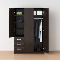 Armoire murale de chambre à coucher, design moderne, penderie pour vêtements, profondeur 400 mm, 3 portes, armoire en bois