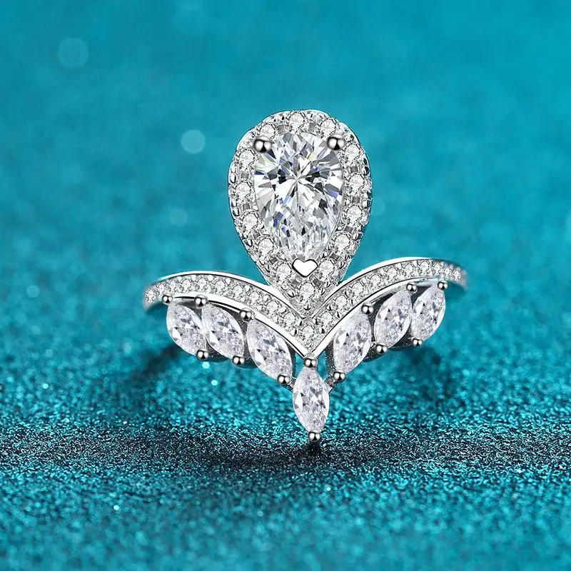 Aimgal anello di diamanti Moissanite 1ct D-VVS1 S925 anello di nozze con corona di giuseppe p950 placcato in argento sterling