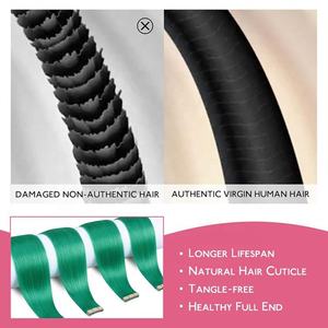 Extensions de cheveux à bandes adhésives Remy vierges péruviennes de qualité 12A, cuticules alignées, bouclées, brun foncé, double trame, trame unique - Product Image 5
