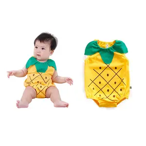 Pakaian Romper Desain Nanas untuk Bayi, Baju RTBR-036 Bayi Laki-laki dan Perempuan