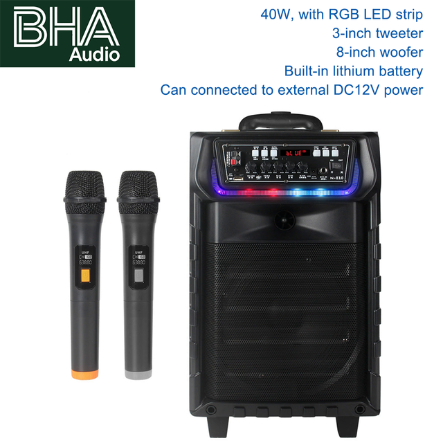 BHA N810 10 Inch Outdoor Trolley Speaker 3D Surround Sound Remote Control 3000mAh Battery for Dancing Home Karaoke Scenic-Area