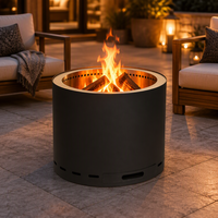 Brasero de camping sans fumée de 19 pouces, poêle à bois d'extérieur avec grilles BBQ pour jardin et terrasse