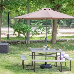 屋外熱可塑性鋼ピクニックテーブルベンチパティオ家具長方形プラスチックダイニングテーブル