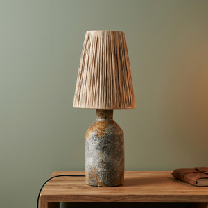 Coastal Handmade Ceramic Table Lamp Empire Jute Shade E26 <b>LED</b> Natural Texture Living Room Decor - Product Image 2
