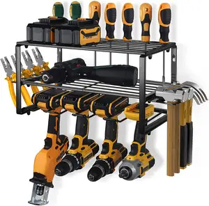 16In Power Tool Organizer For Auto Repair Tools,Wall Mount with Detachable Tool Holder,S Shape Holder & Cable Strap