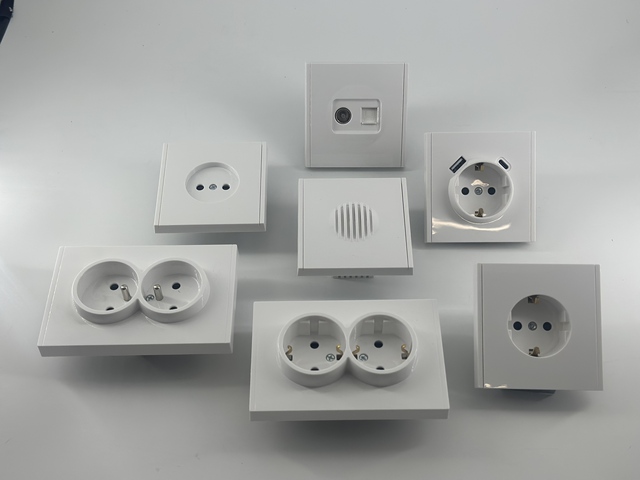 Factory Direct Matte Skin Touch French Schuko Wall Socket 1 2 Gang EU Electrical Power Outlet Panel for Home Hotel