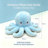Coussin en peluche pieuvre personnalisé avec logo, 40/50/60cm, doux, animal marin en peluche, décoration d'intérieur, jouet en peluche en gros