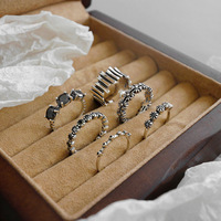 Nouveau S925 Sterling Silver Design Sense Ring Bijoux Creative Porté All-matching Stone Opening Vintage Ring Pour Hommes Et Femmes
