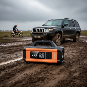 Arrancador de Coches S ZEVZO 32000mAh 3500A Pico para Camiones y Motocicletas con Compresor de Aire y Luz LED Naranja Negro - Product Image 2