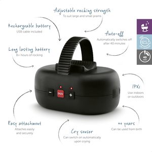 Zazu Baby <b>Rocker</b> Black Gentle Motion For Strollers And <b>Prams</b> Better Sleep - Product Image 4
