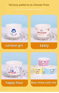 Eco-friendly Custom Logo Ice Cream <b>Cups</b> <b>Disposable</b> Paper Bowls Biodegradable Dessert Containers for Frozen Yogurt Sundae - Product Image 5