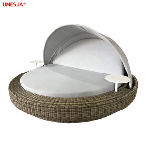 आधुनिक आउटडोर फर्नीचर आँगन उद्यान रतन विकर foldable चंदवा के साथ गोल आकार सोफ़ा - Product Image 6