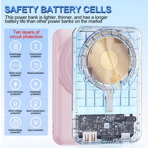 พาวเวอร์แบงค์แม่เหล็กไร้สาย 10000mAh 5000mAh พร้อมขาตั้ง ชาร์จเร็ว 15W พาวเวอร์แบงค์ขนาดเล็กสำหรับ <span class=keywords><strong>iPhone</strong></span> - Product Image 6