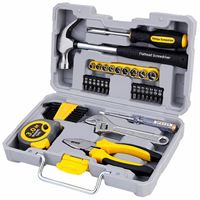 Kit d'outils manuels de réparation domestique complet TEBAK de 35 pièces, marteau, tournevis, pinces, ruban à mesurer, clés hexagonales dans un étui rigide durable