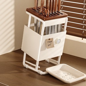 New Arrival Multifunctional <b>Kitchen</b> Stand Knife <b>Rack</b> <b>Storage</b> Shelf Chopstick Holder Space Saving Wooden Utensil Organizer - Product Image 2